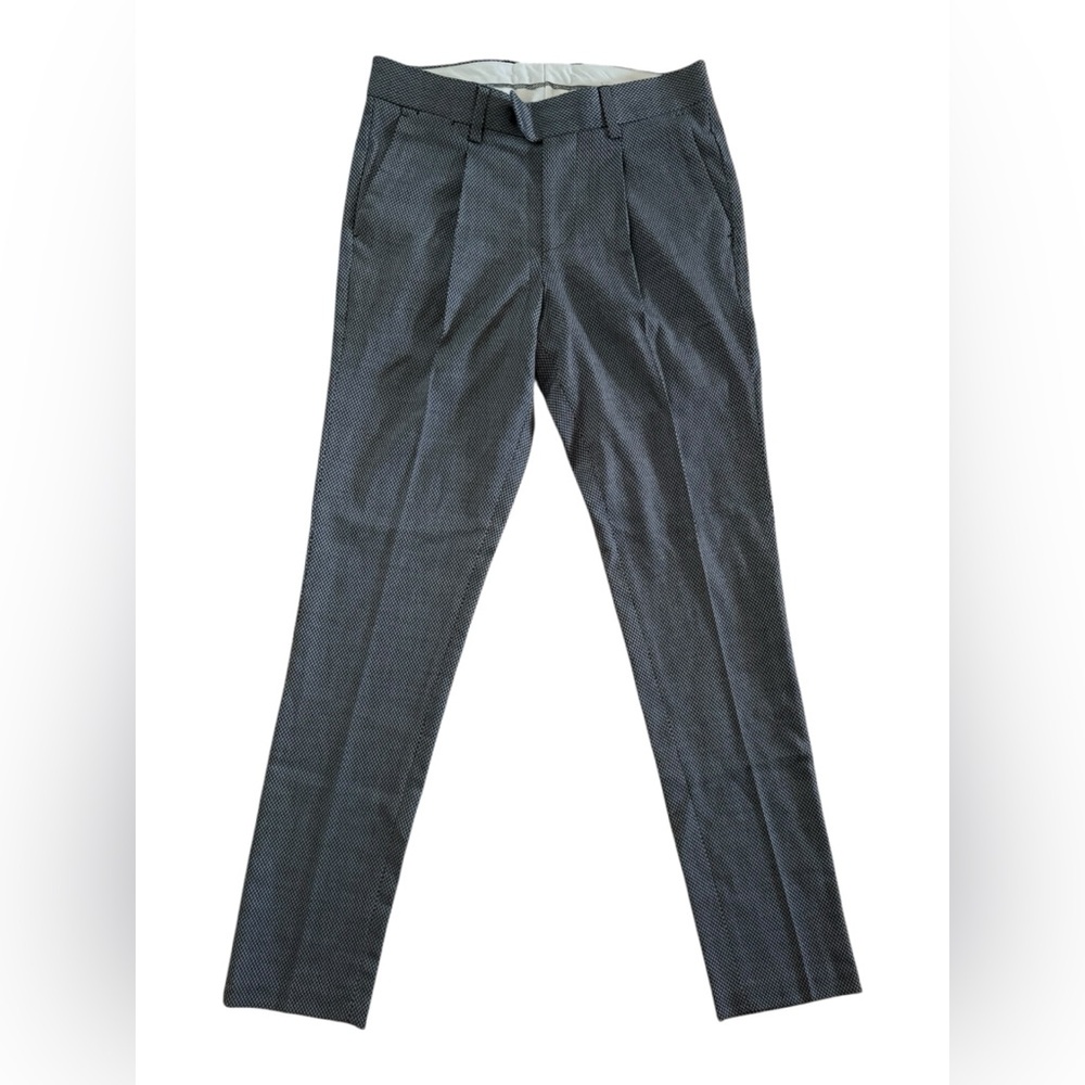 Noak Mens Grey Patterned Skinny Suit Pants